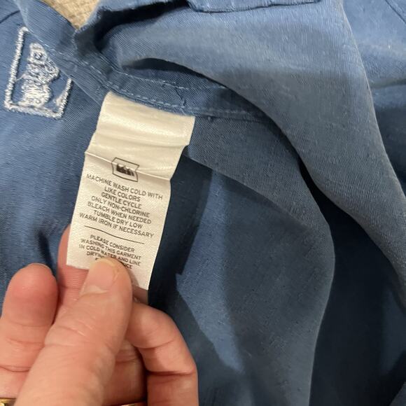 REI Co-op Vintage Blue Button-Up Shirt XXL Modal Rayon Blend Outdoor Casual - Picture 7 of 9